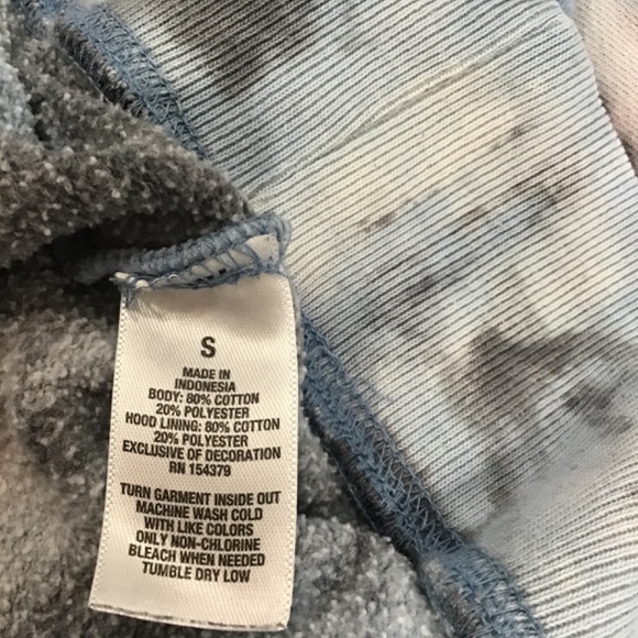 Aeropostale Men Size Small Script Logo Tie Dye Pullover Hoodie Blue Embroidered - Picture 10 of 10